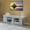 Basicwise White Entertainment TV Stand with LED Lights and Glass Shelves with UV Frame QI004417L - alternate 5